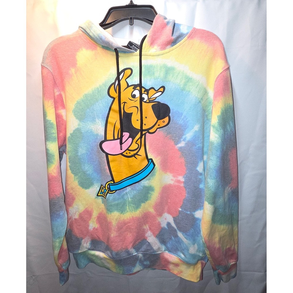Scooby Doo Hoodie Tie Dye Sweatshirt Pockets Medium Cartoon Colorful